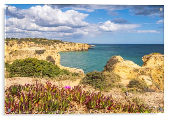 Landscape with cliffs in the coast near Albufeira, Portugal Acrylic by Laurent Renault