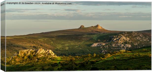 Sunlit Haytor Panorama Canvas Print by Jo Sowden