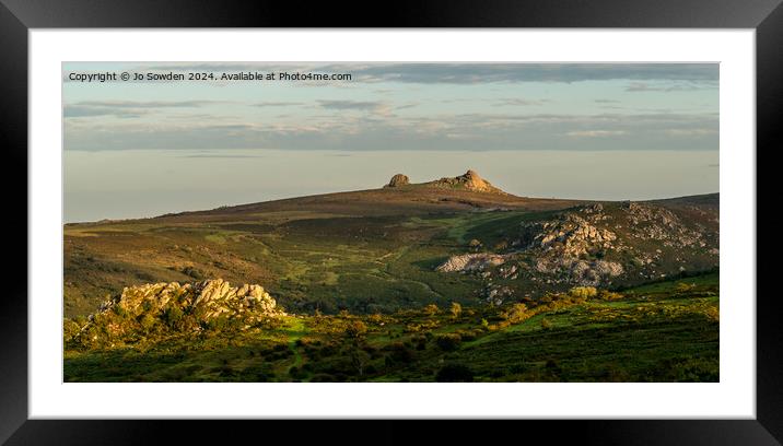 Sunlit Haytor Panorama Framed Mounted Print by Jo Sowden