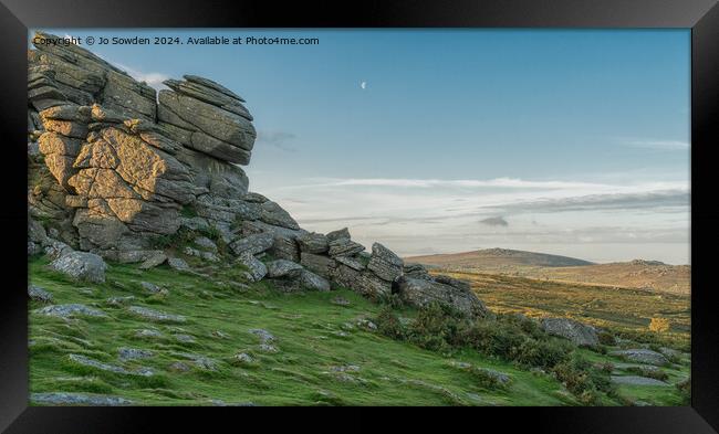 View of Haytor Rocks from Hound Tor, Dartmoor Framed Print by Jo Sowden