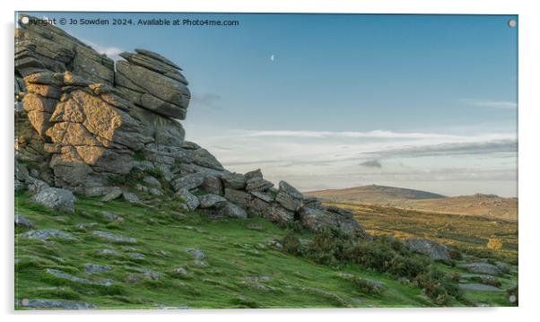 View of Haytor Rocks from Hound Tor, Dartmoor Acrylic by Jo Sowden