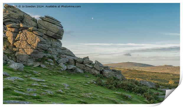View of Haytor Rocks from Hound Tor, Dartmoor Print by Jo Sowden