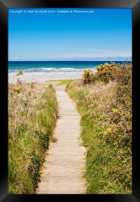 Path to Llanddona Beach and Sea Isle of Anglesey Framed Print by Pearl Bucknall