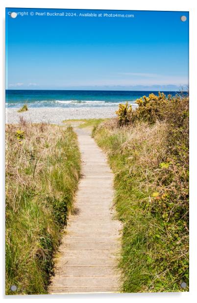Path to Llanddona Beach and Sea Isle of Anglesey Acrylic by Pearl Bucknall