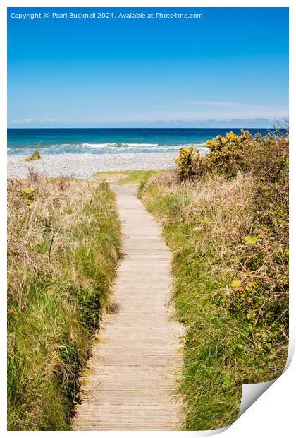 Path to Llanddona Beach and Sea Isle of Anglesey Print by Pearl Bucknall
