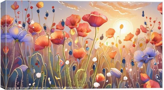 Sunset Poppies Canvas Print by Geoff Tydeman