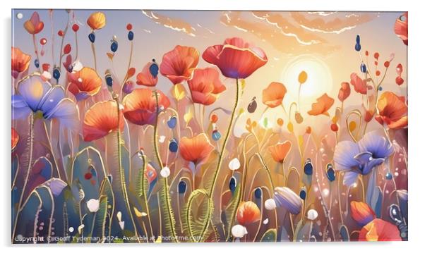 Sunset Poppies Acrylic by Geoff Tydeman