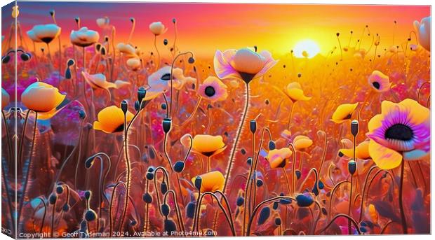 Poppies at Sunrise Canvas Print by Geoff Tydeman