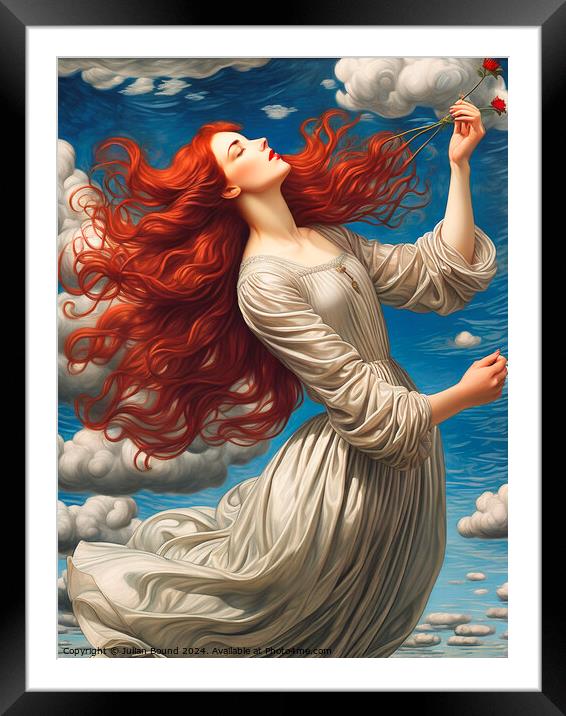 Redhead in the Sky with Roses Framed Mounted Print by Julian Bound