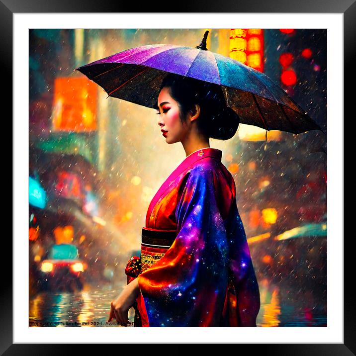 Neon Walks in Time Framed Mounted Print by Julian Bound