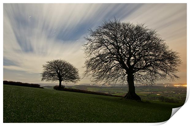 Moonlit trees Print by Pete Hemington