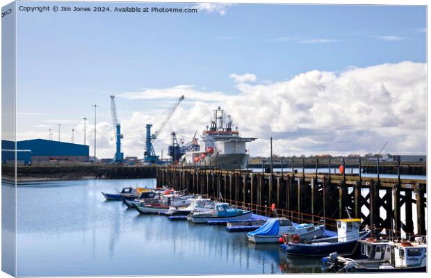 Port of Blyth at Cambois. Canvas Print by Jim Jones