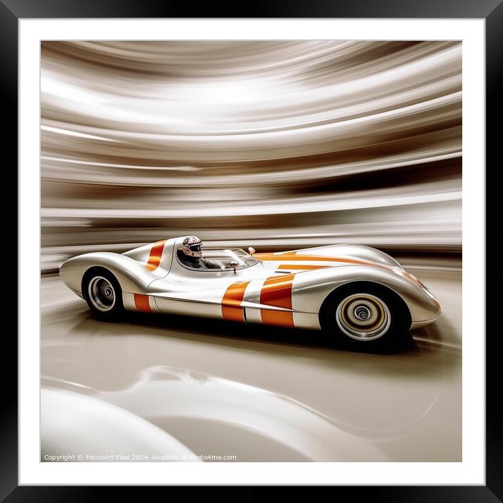 Vintage Race Car in Swift Motion Framed Mounted Print by FocusArt Flow