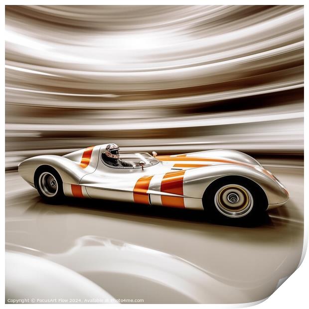 Vintage Race Car in Swift Motion Print by FocusArt Flow