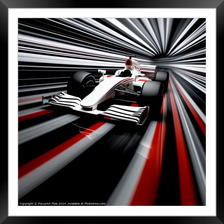 High-Velocity Race Car on Streaked Circuit Framed Mounted Print by FocusArt Flow