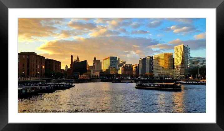 Liverpool Skyline Sunset Framed Mounted Print by Michele Davis