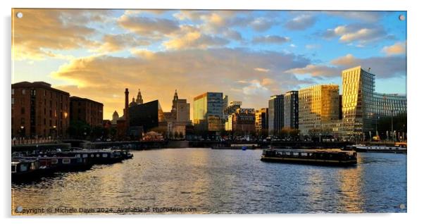 Liverpool Skyline Sunset Acrylic by Michele Davis