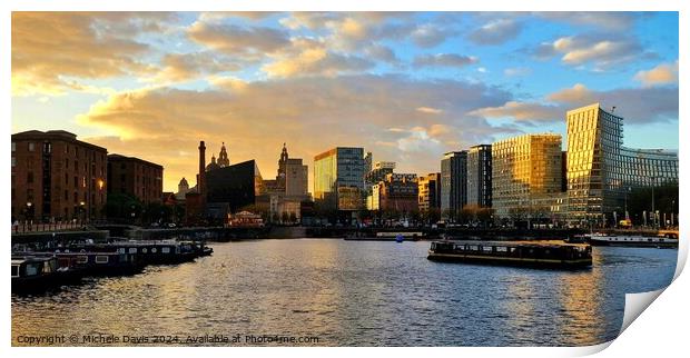 Liverpool Skyline Sunset Print by Michele Davis