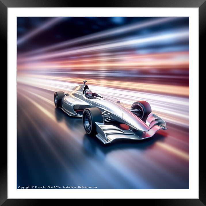 High-Speed Open-Wheel Racer on Dynamic Track Framed Mounted Print by FocusArt Flow