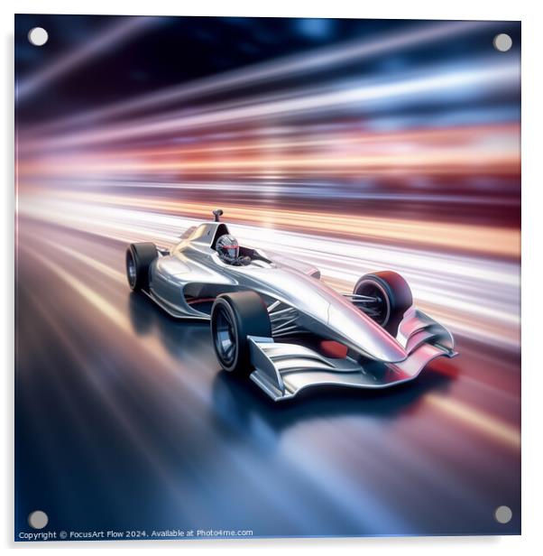 High-Speed Open-Wheel Racer on Dynamic Track Acrylic by FocusArt Flow