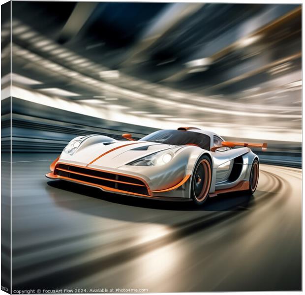 Hypercar in Accelerated Motion on a Professional Racetrack Canvas Print by FocusArt Flow