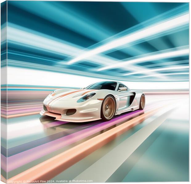Modern Performance Car in High-Speed Motion Canvas Print by FocusArt Flow