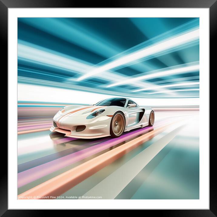 Modern Performance Car in High-Speed Motion Framed Mounted Print by FocusArt Flow