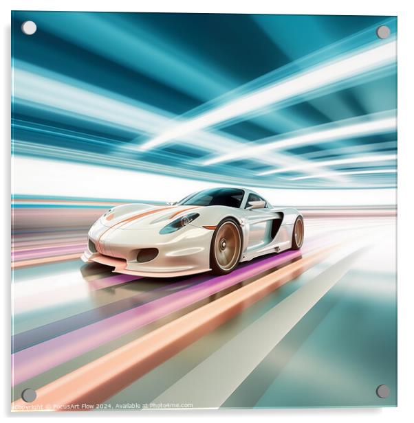 Modern Performance Car in High-Speed Motion Acrylic by FocusArt Flow