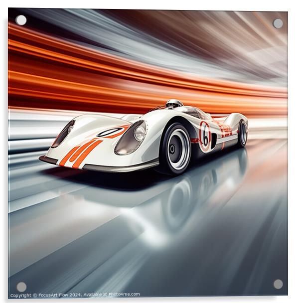Iconic 60s Racing Car Number 6 in Dynamic Speed Acrylic by FocusArt Flow