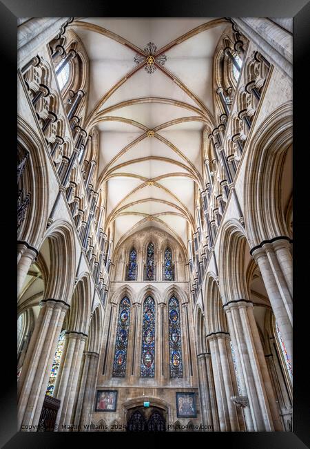 Gothic ceiling of Beverley Minster, East Riding of Framed Print by Martin Williams
