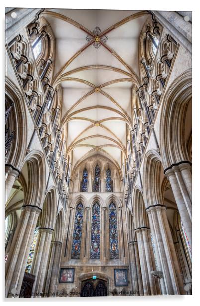 Gothic ceiling of Beverley Minster, East Riding of Acrylic by Martin Williams