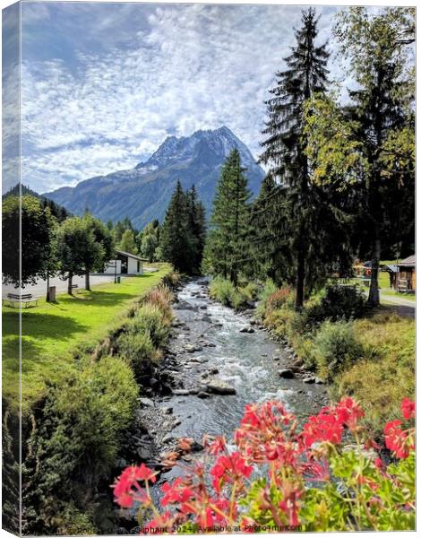 River and mountain view with flowers  Canvas Print by Robert Galvin-Oliphant