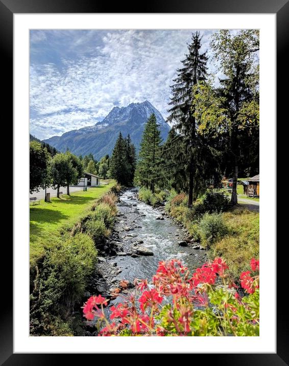 River and mountain view with flowers  Framed Mounted Print by Robert Galvin-Oliphant