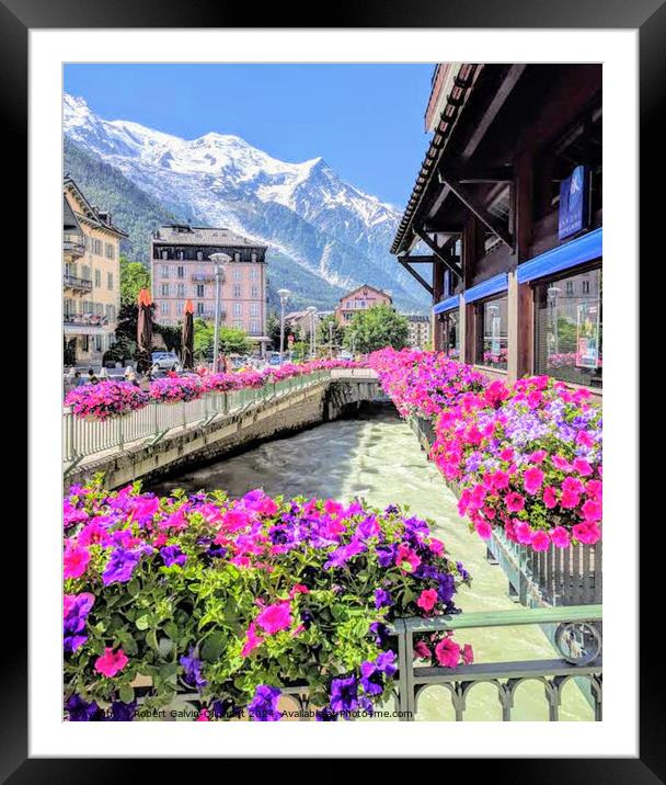 Chamonix-Mont-Blanc & flowers  Framed Mounted Print by Robert Galvin-Oliphant