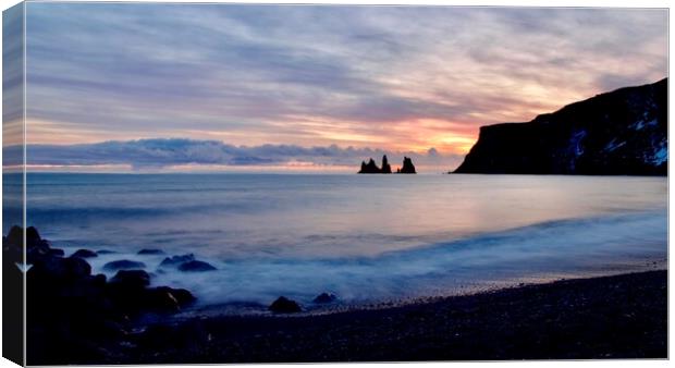 Long exposure Sunset Seascape, Iceland Canvas Print by Alice Rose