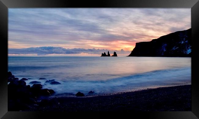 Long exposure Sunset Seascape, Iceland Framed Print by Alice Rose Lenton