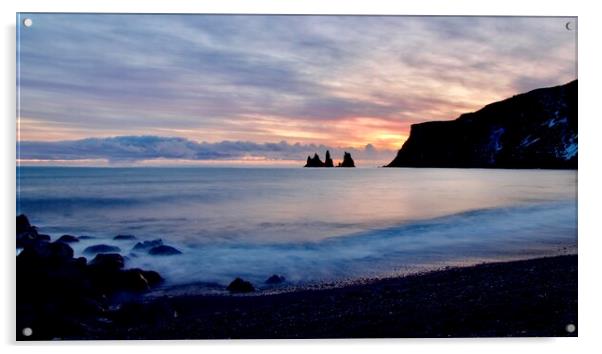 Long exposure Sunset Seascape, Iceland Acrylic by Alice Rose Lenton