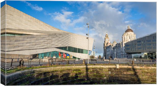 Liverpool waterfront behind a dry dock Canvas Print by Jason Wells