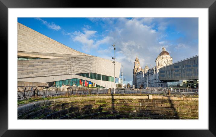 Liverpool waterfront behind a dry dock Framed Mounted Print by Jason Wells