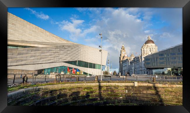 Liverpool waterfront behind a dry dock Framed Print by Jason Wells