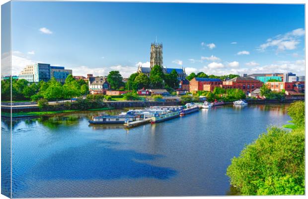 Doncaster Minster across River Don Canvas Print by Alison Chambers