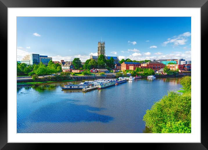Doncaster Minster across River Don Framed Mounted Print by Alison Chambers