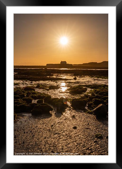 Church on the island at low tide, Abberfraw, Anglesey  Framed Mounted Print by Gail Johnson