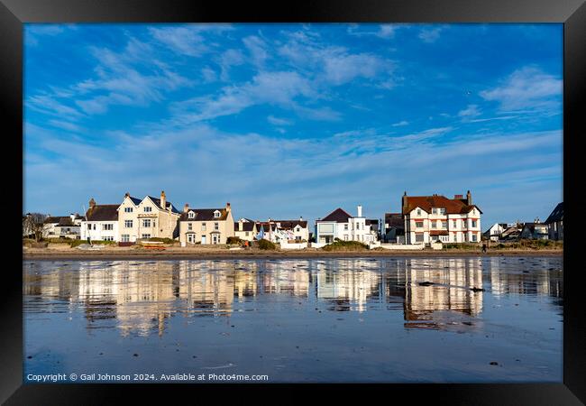 Low tide reflections at Rhosneigr beach, Anglesey  Framed Print by Gail Johnson