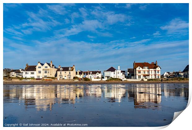 Low tide reflections at Rhosneigr beach, Anglesey  Print by Gail Johnson