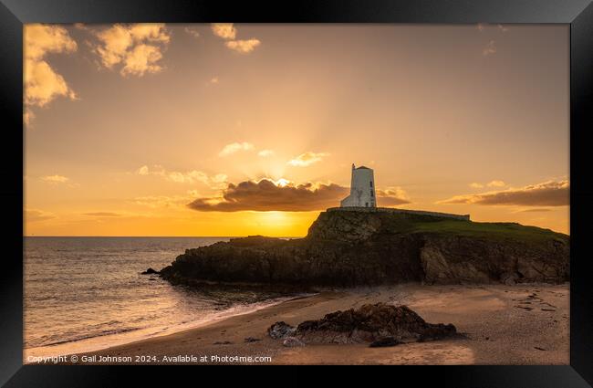 Sunset on llandwyn Island Anglesey  Framed Print by Gail Johnson