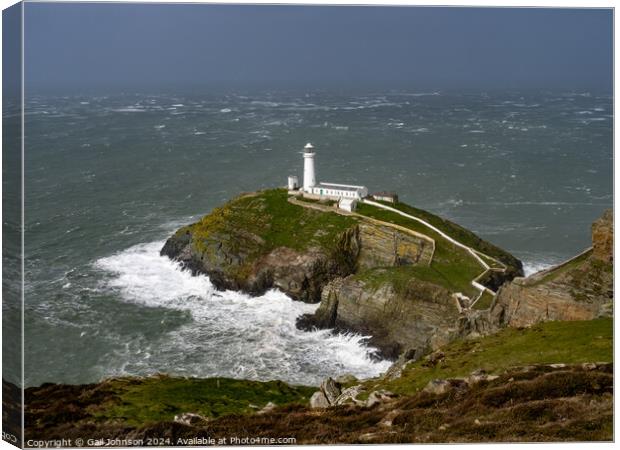 Rough seas at south stack  Anglesey, North Wales  Canvas Print by Gail Johnson