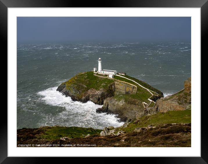Rough seas at south stack  Anglesey, North Wales  Framed Mounted Print by Gail Johnson