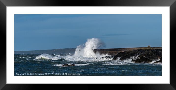 crashing wvaes at Holyhead Breakwater Anglesey  Framed Mounted Print by Gail Johnson