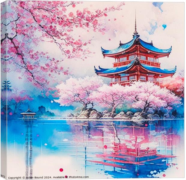 Of Temple Reflections Canvas Print by Julian Bound